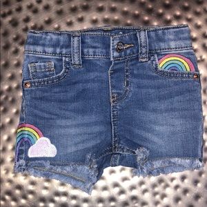 Cat and Jack jean shorts with rainbow stitching